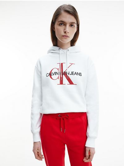 Calvin Klein Ruhák HU697562 | Calvin Klein Organic Cotton Cropped Logo Női Kapucnis Pulóver Világos